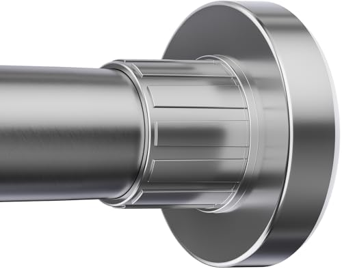 Ausemku Shower Curtain Rod 32-80 Inch Adjustable - 1 Inch Diameter Heavy Duty No drill Spring Tension Shower Rod, Non-Slip Rustproof Telescopic Rod for Bathroom, Nickel - color: Nickel, size: 32-80 Inches