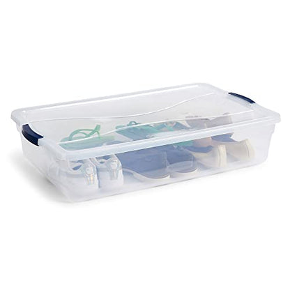 Rubbermaid Cleverstore 42 Quart Stackable Plastic Storage Bin with Lids for Garage, Closet, and Classroom, Clear, 4 Pack - size: 42 Qt - 4 Pack