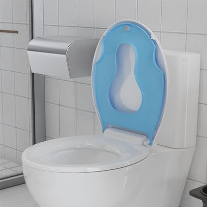 Slow Close Elongated Toilet Seat with Child Seat - Soft Quiet Closing Lid, Toilet Seat Replacement Easy Clean & Quick Install Design, Stain-Resistant PP Material, Universal Fit for Most Toilets, Blue | Soft Quiet Closing Lid, Toilet Seat Replacement Quick