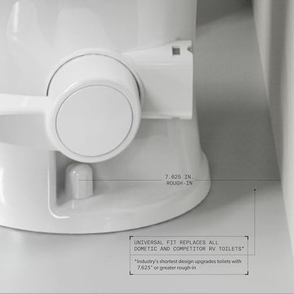 Dometic Model 410 Complete RV Toilet – Round Porcelain Bowl, Universal Fit & 2-Bolt Mount, 18" Chair Height Residential-Style, Gravity Flush Toilet with Soft-Close Seat, White (9610008259) | Universal Fit & 2-Bolt Mount, 18" Chair Height Residential-Style