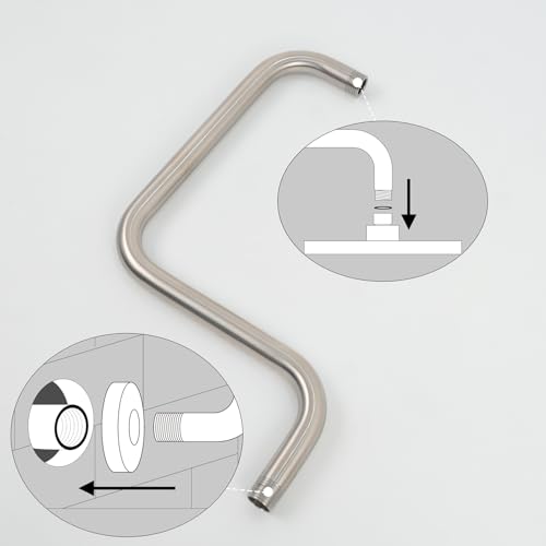 S shaped Shower Arm,13 Inch Stainless Steel Wall-Mounted High Rise Shower Head Extension Arm with Flange,Brushed Nickel,10Z2MK - color: Brushed Nickel, style: S Shaped