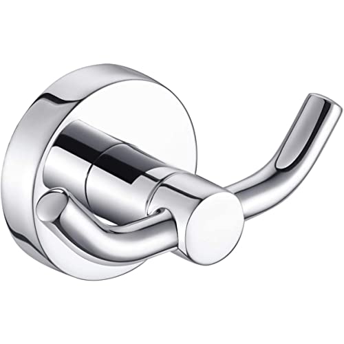 MARMOLUX ACC - Chrome Bathroom Hooks for Towels | Modern Double Towel Hook Design Ideal for use as Robe & Towel Hooks, Shower Wall Hooks or Kitchen Hooks | Towel Holder Double Hook Design. - color: Chrome