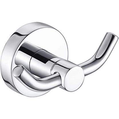 MARMOLUX ACC - Chrome Bathroom Hooks for Towels | Modern Double Towel Hook Design Ideal for use as Robe & Towel Hooks, Shower Wall Hooks or Kitchen Hooks | Towel Holder Double Hook Design. - color: Chrome
