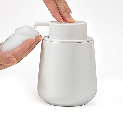 Agyiuns Soap Dispenser, Ceramic Foaming Soap Dispenser with Easy-to-Press Pump for Bathroom (White Foam Dispenser)