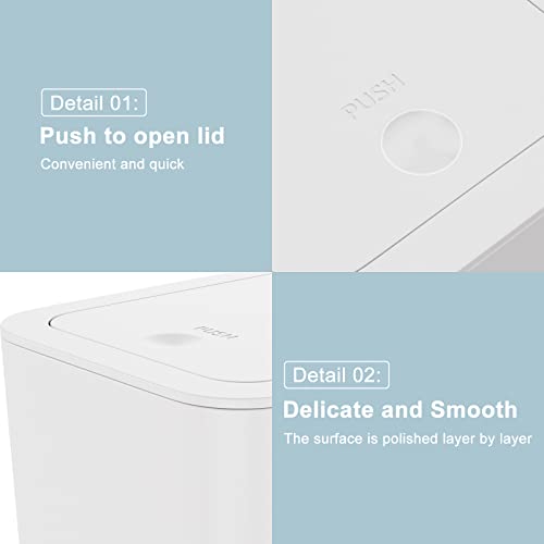 N. NETDOT 3 Pack Small Trash Can with lid, 3 Gallon Bathroom Trash Can,Garbage Can Slim Trash Bin Waste Basket for Bathroom,Kitchen,Bedroom,Living Room,Office,Laundry - Off White - color: Off White, size: 3 X 3 Gal