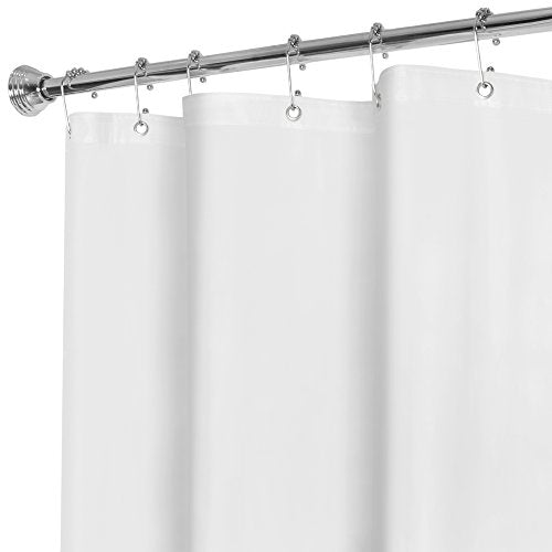 Zenna Home Clear Shower Curtain Liner, Heavyweight Semi-Sheer Liner for Showers and Bathtubs with Rustproof Grommets, 10-Gauge Vinyl, 72 x 72 Inches, White