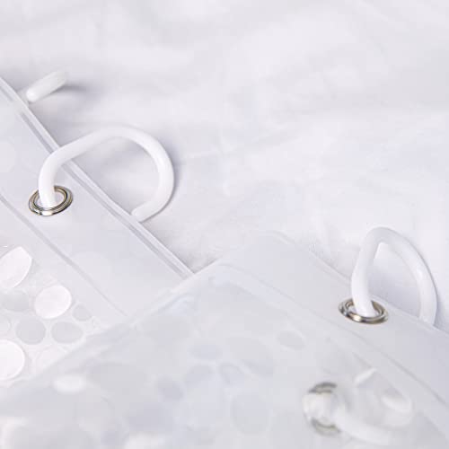 NTBAY EVA Shower Curtain Liner, 72 x 72, 6 Gauge, Semi Clear Water Cube | Water-repellent EVA Liner with 3 Bottom Magnets, 12 Reinforced Grommets, and 12 Plastic Hooks - color: Clear Circle, size: 72"W x 72"L (Pack of 1)