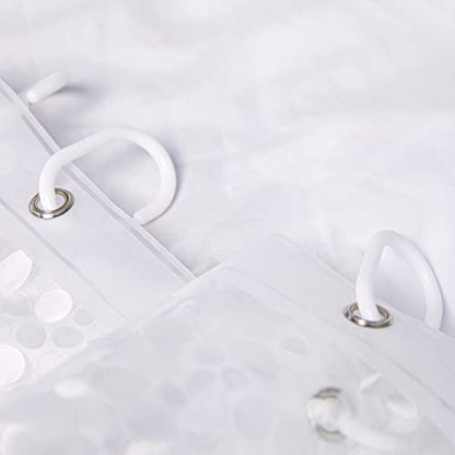 NTBAY EVA Shower Curtain Liner, 72 x 72, 6 Gauge, Semi Clear Water Cube | Water-repellent EVA Liner with 3 Bottom Magnets, 12 Reinforced Grommets, and 12 Plastic Hooks - color: Clear Circle, size: 72"W x 72"L (Pack of 1)