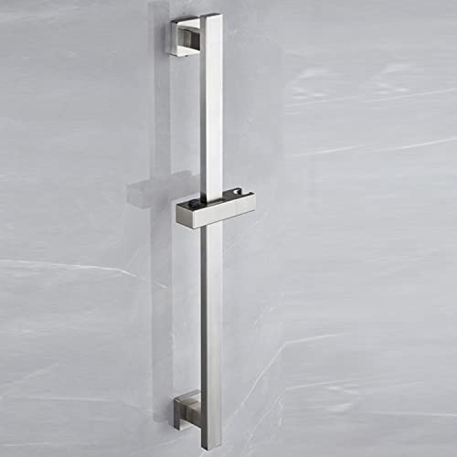 Bathroom Shower Slide Bar with 360° Adjustable Handheld Shower Head Holder Wall Mount Shower Bar SUS 304 Stainless Steel, Brushed Nickel - color: Brushed Nickel