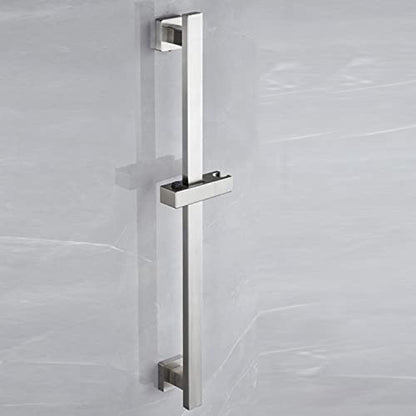 Bathroom Shower Slide Bar with 360° Adjustable Handheld Shower Head Holder Wall Mount Shower Bar SUS 304 Stainless Steel, Brushed Nickel - color: Brushed Nickel