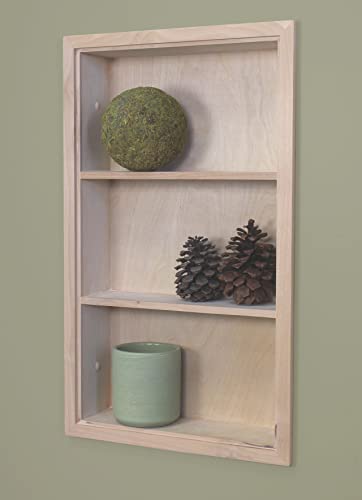 14x24 Sloane Recessed Wall Niche Medicine Cabinet Replacement, In the Wall Bathroom Cabinet Insert Shelf/Shelves, Made in North America, REAL WOOD, NO MDF, Unfinished Plain Back - color: Unfinished, size: 14x24