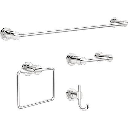 Delta Nicoli (1-Pack) Hand Towel Holder Polished Chrome Towel Racks for Bathroom Wall Square Towel Ring Holder for Bath Towel Hanger for Kitchen, Bathroom Accessories NIC46-PC
