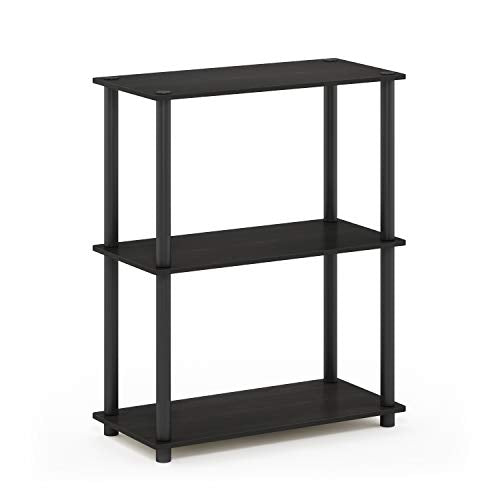 Furinno TURN-N-TUBE Storage Shelves, 3-Tier Book Shelf, Corner Shelf, Toolless Open Shelves, for Organization and Storage, Living Room, Garage, Home Office, Espresso