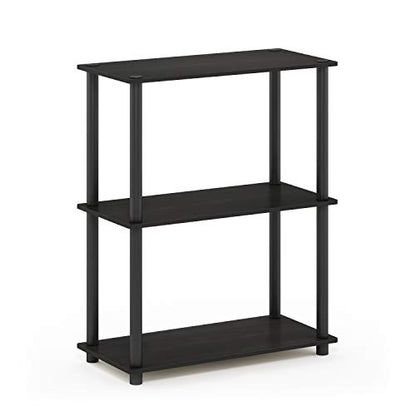 Furinno TURN-N-TUBE Storage Shelves, 3-Tier Book Shelf, Corner Shelf, Toolless Open Shelves, for Organization and Storage, Living Room, Garage, Home Office, Espresso