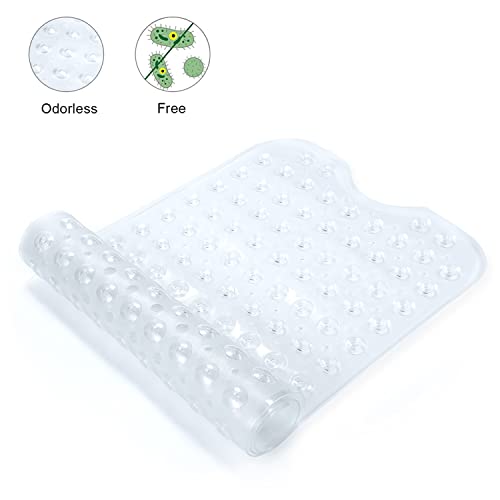 YINENN Bath and Shower Safety Mats 40x16 inch, Non Slip with Suction Cups for Bathroom Stall and Tub Floor, Extra Large and Machine Washable, Drain Holes Keep Bathtub Clean, Clear - color: Clear