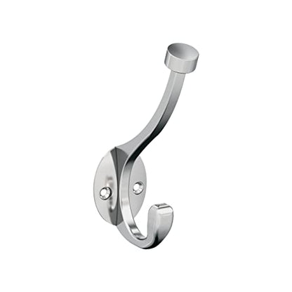 Amerock Adare Double Prong Polished Chrome Wall-Mounted Hook | Decorative wall hook in durable zinc construction for coats, hats, bags, towels, and everyday organization