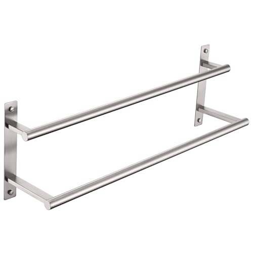 KOKOSIRI 24 Inch Bath Towel Bars Double Towel Racks Bathroom Towel Holder Towel Rails Towel Storage Towel Shelves Wall Mount Stainless Steel Brushed Nickel B5010BR-L24 - color: Brushed Nickel, size: 24-Inch