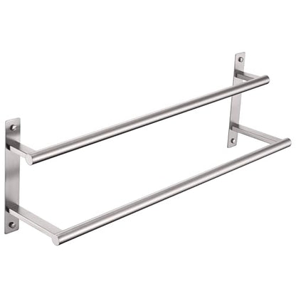 KOKOSIRI 24 Inch Bath Towel Bars Double Towel Racks Bathroom Towel Holder Towel Rails Towel Storage Towel Shelves Wall Mount Stainless Steel Brushed Nickel B5010BR-L24 - color: Brushed Nickel, size: 24-Inch