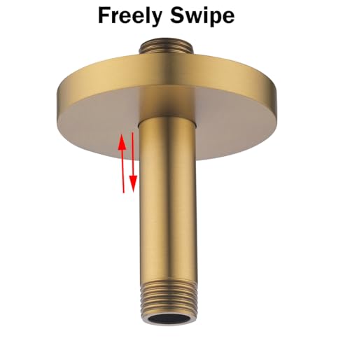 RANDOM Champagne Bronze Shower Arm with Flange 4 Inches Ceiling Mount Shower Head Extension Straight Arm Ceiling-Mounted For Fixed Shower Head.RD91038-4CB - color: 4″ Champagne Bronze(Round Flange)