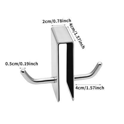 Double Hooks for Glass Shower Door, Over The Glass Towel Hooks - No Drill Bathroom Organizer, Shower Caddy for Towels, Robes, Loofahs