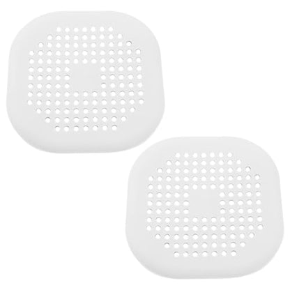 2 Pack 5.5 Inch White rain Hair Catcher | Silicone, Square ,140mm, Sink Drain Strainer, Shower Drain Hair Catcher, Drain Protector Hair Stopper, For Bathroom Bathtub