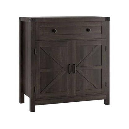 HOSTACK Kitchen Storage Cabinet, Farmhouse Coffee Bar Cabinet, Dark Brown | Small Buffet Cabinet with Doors & Wide Drawer, Wood Sideboard Buffet, Entry Table w/ Adjustable Shelf for Dining Living Room - color: Dark Brown
