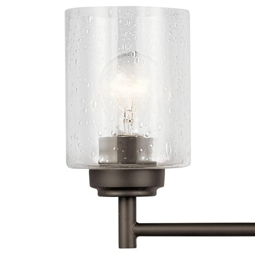 Kichler Winslow 30" Vanity Light in Olde Bronze®, 4-Light Transitional Bathroom Light with Clear Seeded Glass. (30" W x 9.25" H), 45887OZ - color: Old Bronze, size: 30"