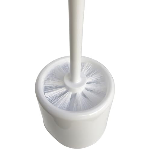 Sparta Toilet Bowl Brush with Caddy, 16 Inch, White | Flo-Pac, Polypropylene Bristles, Long Plastic Handle, Sanitary Storage Caddy