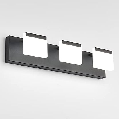 Ralbay LED Modern Black Vanity Light 3 Light Acrylic Matte Black Bathroom Vanity Wall Light Modern Black Bathroom Vanity Lighting Fixtures - color: Black, size: 3-Light