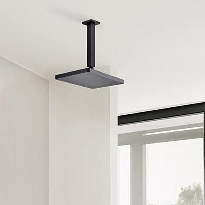 8 Inch Matte Black Square Ceiling Mount Shower Arm and Flange ﻿ | Stainless Steel Rain Straight Shower Head Extension Pipe - color: Matte Black, style: 8 Inches