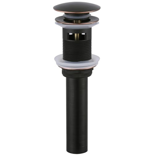 Angle Simple Bathroom Sink Stopper Oil-Rubbed Bronze, Pop Up Sink Drain | Only for Sink with Overflow Hole, Brass Stopper with Stainless Steel Tailpiece, Fit 1.61 to 2 Inches Diameter of Drain Hole - color: Oil-rubbed Bronze