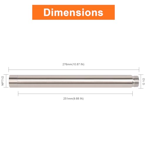 Shower Head Extension Arm, Shower Extender Water Outlet- Lowers Existing, Shower Pipe Extension for Bathroom, Made of Solid Metal Stainless Steel(10 Inch, Brushed Nickel) - color: Brushed Nickel, style: 10 Inch