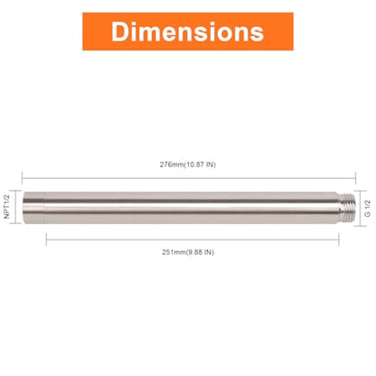 Shower Head Extension Arm, Shower Extender Water Outlet- Lowers Existing, Shower Pipe Extension for Bathroom, Made of Solid Metal Stainless Steel(10 Inch, Brushed Nickel) - color: Brushed Nickel, style: 10 Inch