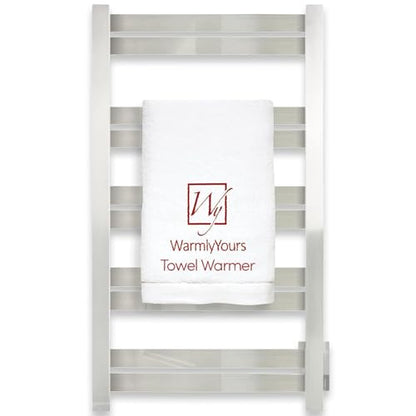 WarmlyYours Grande Heated Towel Rack, 10 Bars, Polished Stainless Steel | Wall-mounted electric towel warmer rack and dryer, 120V hardwired, flat heated bars for towels and bathrobes - color: Polished Stainless Steel, size: 10 Bars
