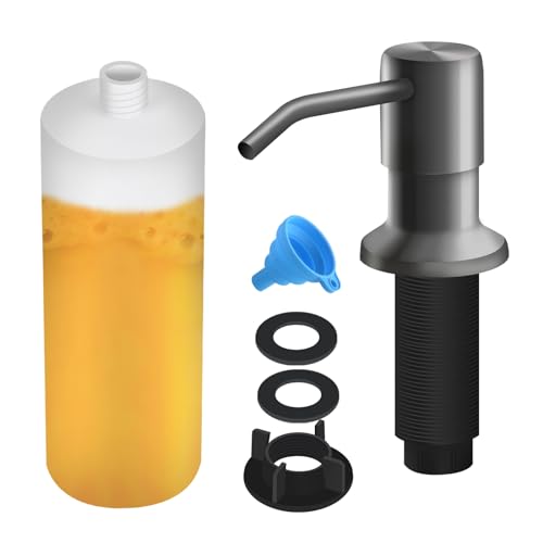Soap Dispenser for Kitchen Sink, Built in Sink Soap Dispenser Lotion Dispenser with 17 OZ Bottle, Refill from The Top Bar Sink Soap Dispenser, Gray - color: Gray