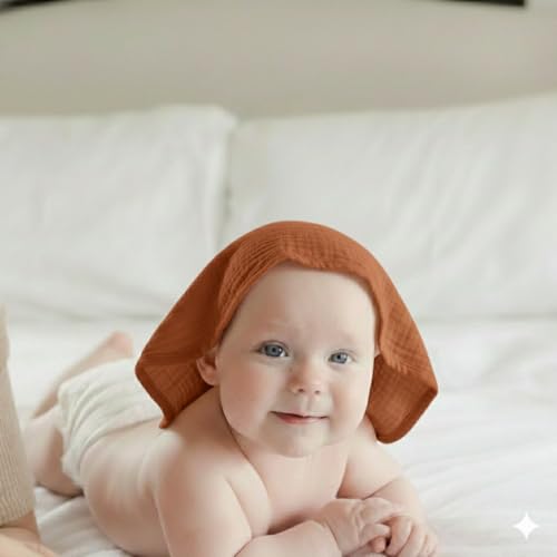 Muslin Baby Washcloths for Newborns, Pack of 8, 11"x11", Super Soft Cotton, Absorbent and Gentle, Baby Cotton Wipes, Baby wash Cloths - color: Rust