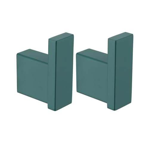 RANDOM Dark Green Towel Hooks for Bathrooms Square Shower Hooks Stainless Steel Wall Mount Coat Hooks.96009-8DKG - color: Single Hook-Dark Green