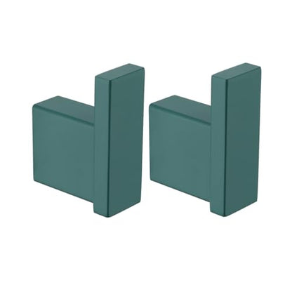 RANDOM Dark Green Towel Hooks for Bathrooms Square Shower Hooks Stainless Steel Wall Mount Coat Hooks.96009-8DKG - color: Single Hook-Dark Green