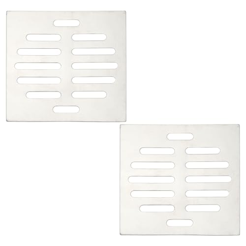 uxcell 2 Pcs Square Floor Drain Cover, Stainless Steel Shower Hair Catcher Drain Grate for Small Lawns, Bathroom Covers, Kitchen Floor Drains, Silver Tone(4 Inches) - size: 4 Inches