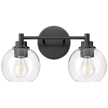 VONLUCE 2 Light Bathroom Vanity Light Fixtures, Black Finish | Globe Glass Shades, E26 Sockets, Easy to install, Vanity Lights for Bedroom Hallway Living Room - color: Black, size: 2-Light