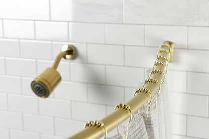 Kingston CC6727 Single Curved Shower Curtain Rod, Brushed Brass