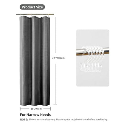 QiyI 3 in 1 Waffle Shower Curtain Set with Liner, Charcoal Grey, 36 x 72 | Shower Curtain and Liner Set with Hooks, Waterproof Stall Bathroom Curtain with PEVA Liner & 6 Double Sided Plastic Rings - color: Charcoal Grey, size: 36"W x 72"L (Pack of 1)