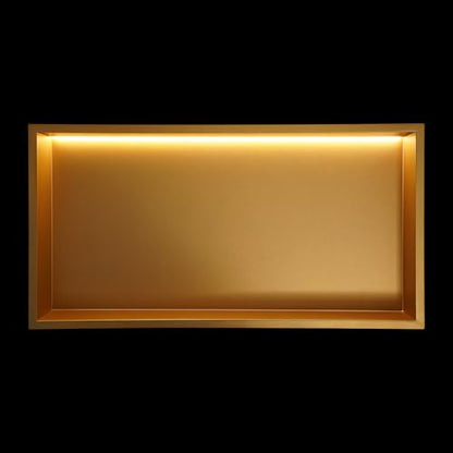 Shower Niche, 25 x 13 inch Recessed Wall Niche with LED Light Strip, Heavy-Duty Stainless Steel Modern Shampoo Storage Organizer, Sealed Waterproof, Durable & Easy to Install, Gold - color: Gold