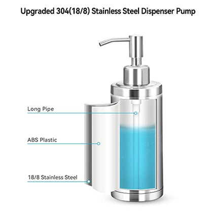 Countertop Hand Soap Dispenser, Refillable Stainless Steel Soap Pump Bottle for Bathroom & Kitchen, Free Standing - 300ml, Brushed Nickel - color: Brushed Nickel