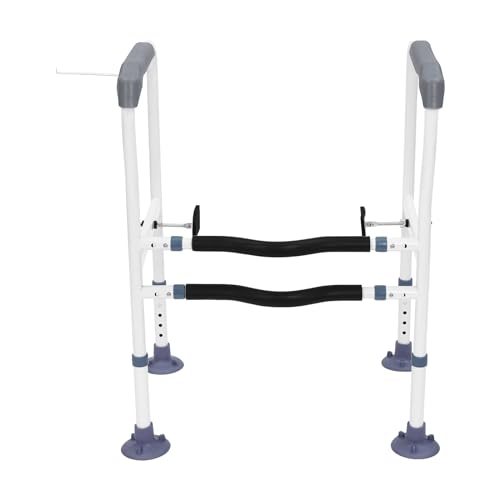 Toilet Safety Rails for Bathroom Safety Frame for Elderly, Pregnant, Disabled, Toilet Safety Frame & Rail, 2-Gear Adjustable Length 23.23-25.2 Inch, Adjustable Height 12.2-16.14 Inch, 440 LBS