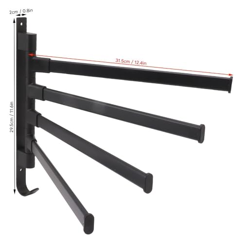 Black Aluminum Swivel Towel Bar, Wall Mounted 180 Degree Rotating Multi-Arm Towel Rack with Bottom Hook for Bathroom Kitchen(4-Arm) - size: 4-Arm
