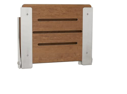 Seachrome Silhouette Folding Wall Mount Shower Bench Seat, Rustic Teak Seat with Silver Frame (SHAF-185155-PRTS-S-SL) - color: Rustic Teak Seat With Silver Frame