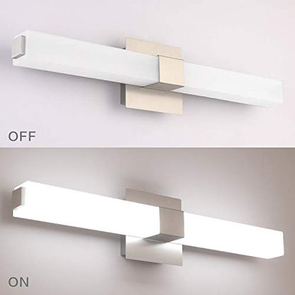 24in Modern Bathroom Vanity Light, 3CCT Dimmable Nickel LED Vanity Lights Bar, 18W Bathroom Lighting Fixtures Above Mirror 3000K/4500K/6000K Selectable - color: Brushed Nickel - 3CCT Dimmable, size: 24 inch