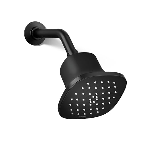 KOHLER 37722-G-BL Cinq Square Single-Function Filtered Showerhead, Five-Layer Filtration, 1.75 GPM, Contemporary Design, Easy to Clean, Matte Black - color: Matte Black, size: 1.75 GPM, style: Square