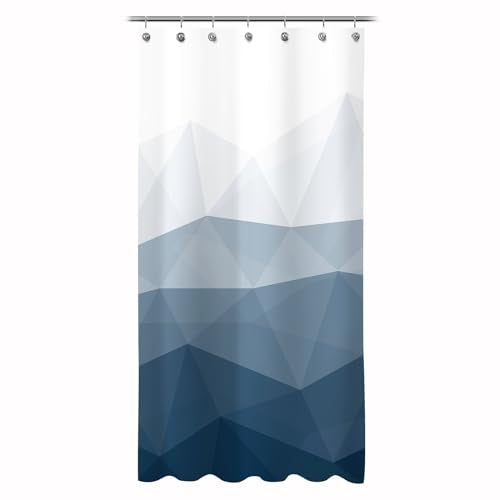 Sunlit Design 36 x 72 Inches Ombre Blue Small Stall Shower Curtain RV Half Size Narrow Bathroom Curtains Contemporary Geometric Fabric Bathroom Decor - color: Blue, size: 36"W x 72"L (Pack of 1)